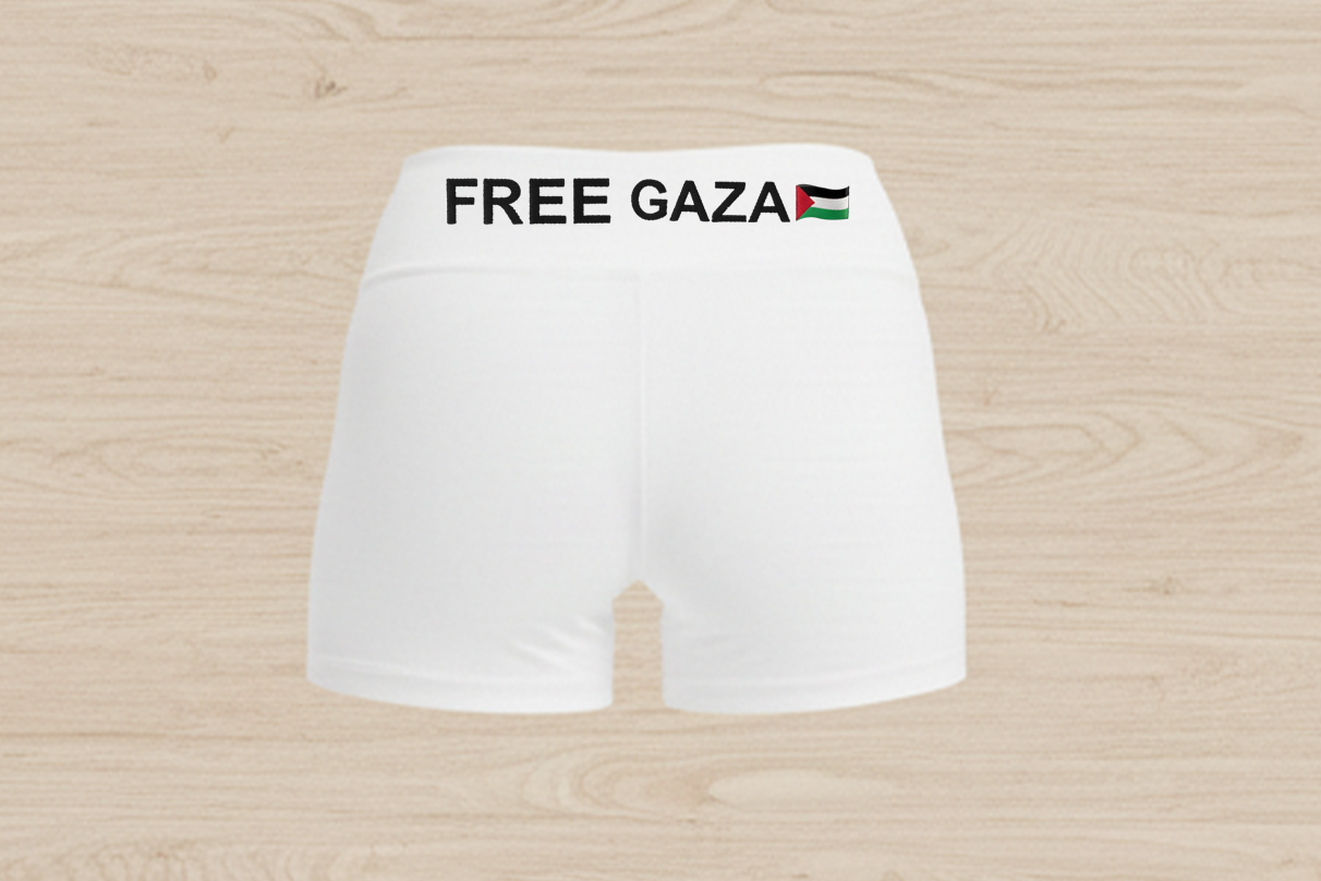 Free Gaza White Spandex Shorts – Jah’s Place Edition (999)